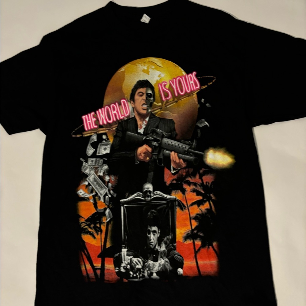 Black Graphic Men's T-Shirt Scarface size L